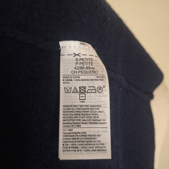 Banana Republic belted merino wool sweater blazer Prussion Blue SZ SP - Picture 8 of 9